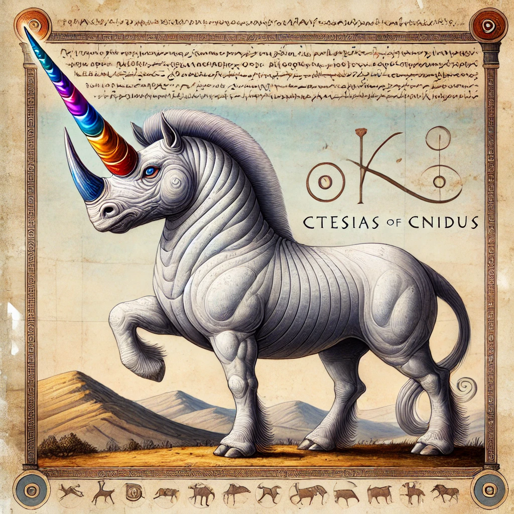 Ancient scroll of Ctesias's horned animal